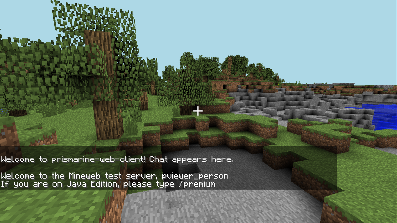 Screenshot of MineWeb in action